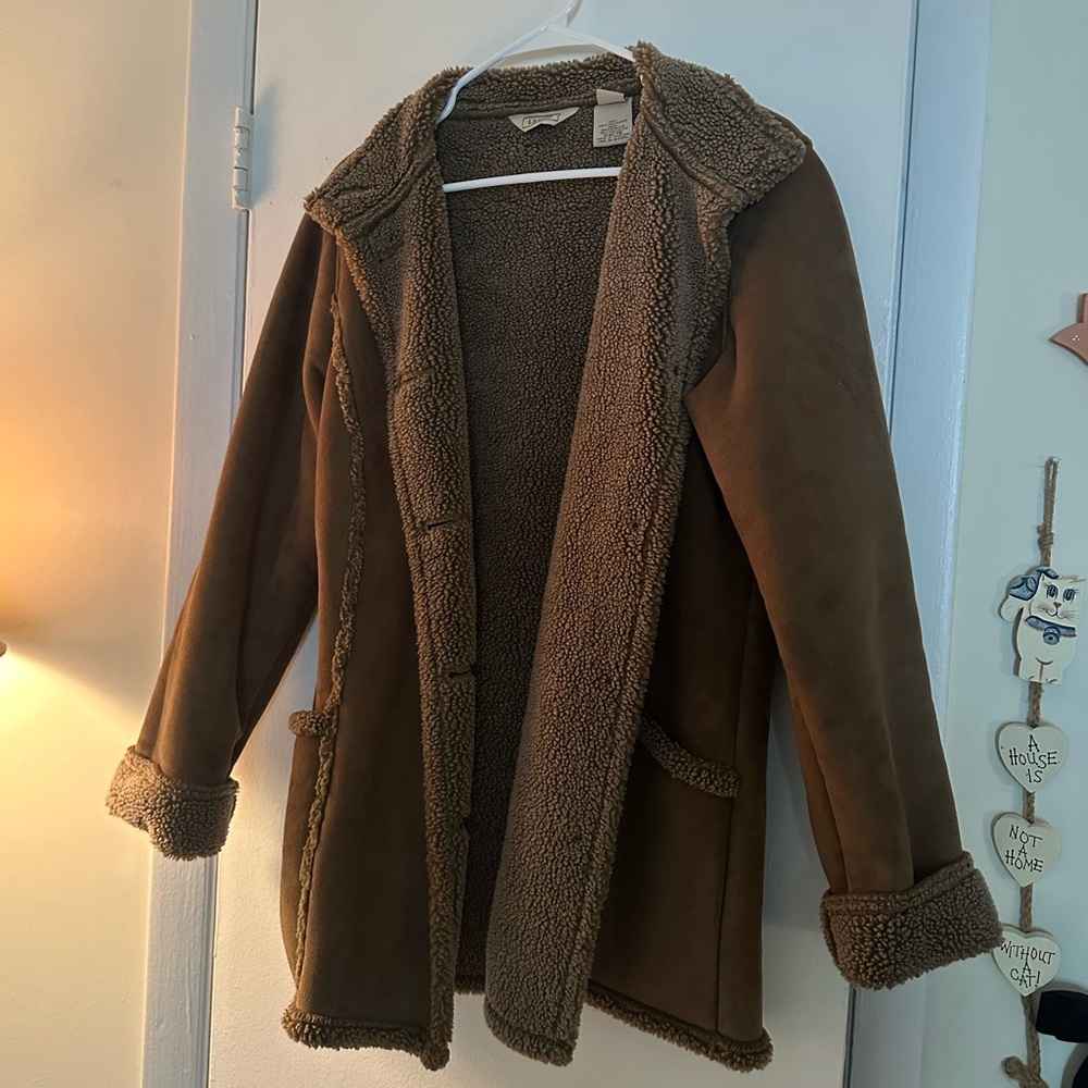 L.L. Bean Brown Faux Suede Sherpa Jacket